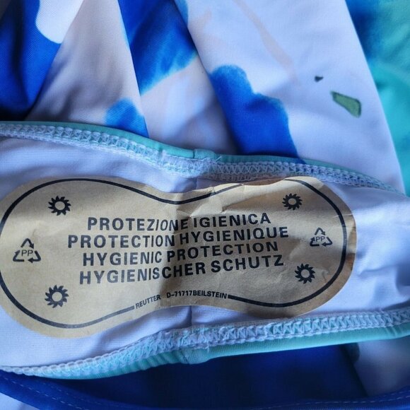 One Shoulder Tie Dye Floral Swimsuit . Size Large. NWOT. - Picture 9 of 11